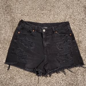 American Eagle Distressed Black Jean Shorts Size 10